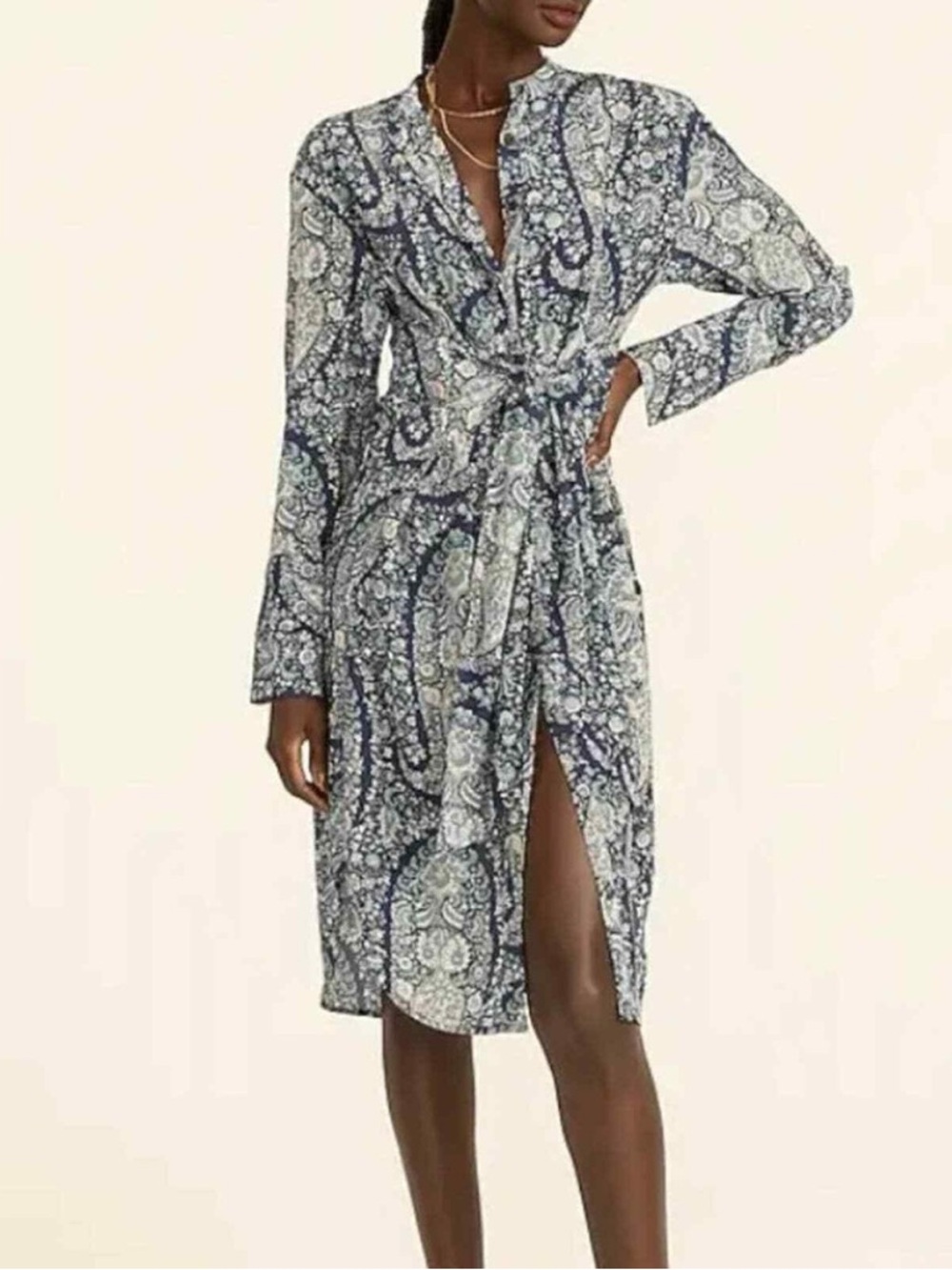 J.Crew 100% Silk Paisley Tie-Front Shirt Dress | Size 6 | Like New